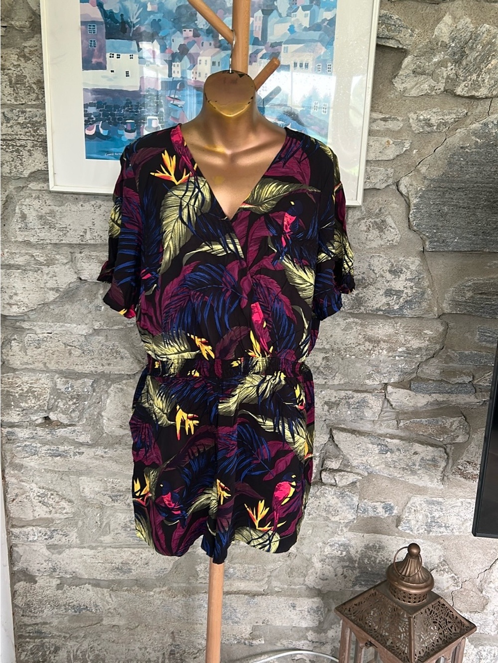Tropical print romper